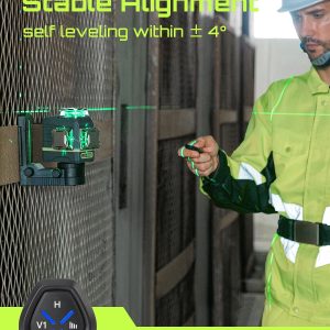 Laser Level 3x360- LASGOO with Remote Control, 2 Rechargeable Batteries, 100FT Range, 360- Magnetic Rotating Stand, IP54, 3Ds