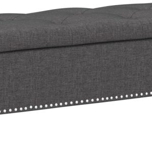 Furniliving Modern Storage Ottoman Bench, Sherpa Ottoman End of Bed Bench with Solid Wood Legs Upholstered Ottoman Benches with Storage Indoor Bench for Living Room with Rolled Arm, Entryway, White