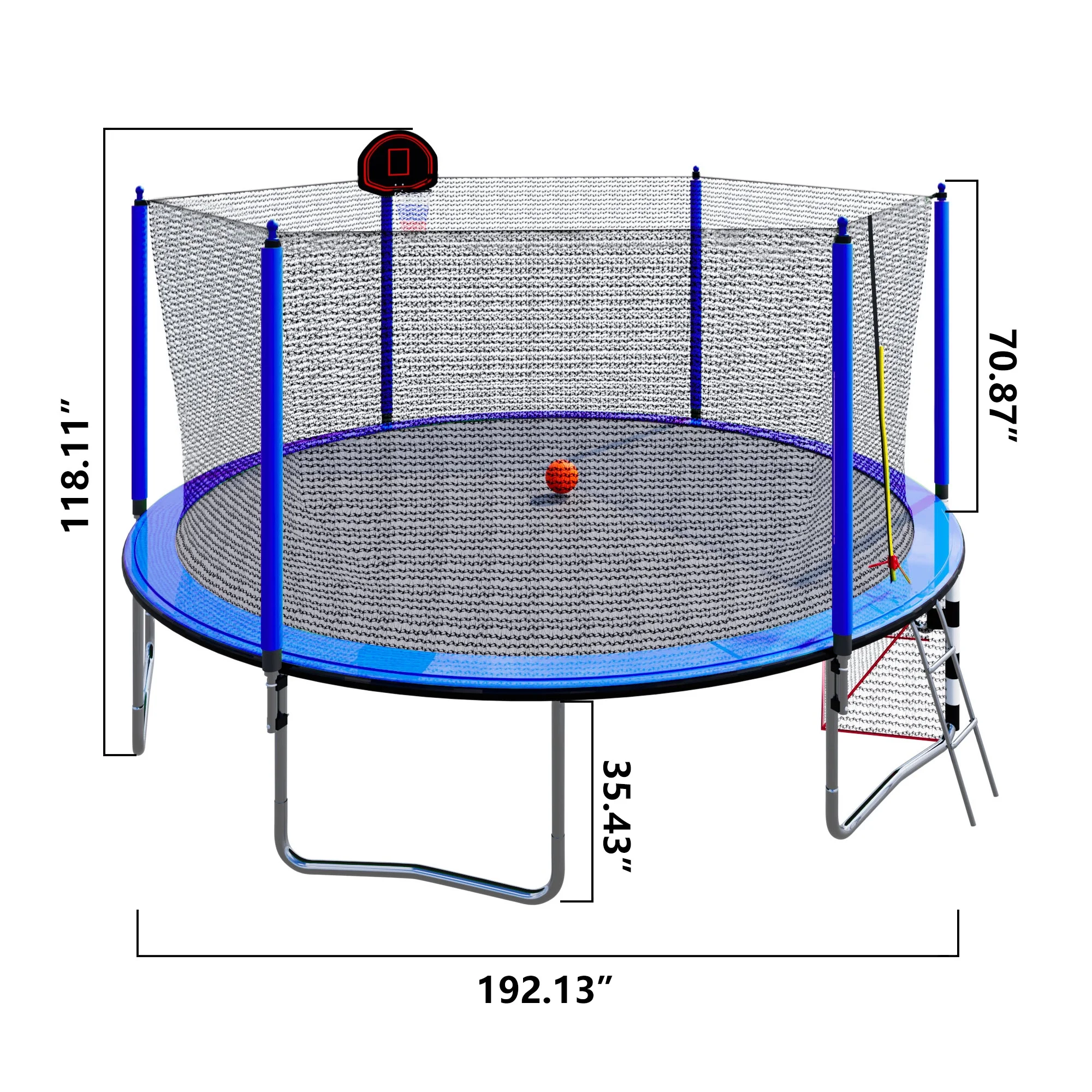 16FT Trampoline with Basketball Hoop, Outdoor Trampoline with Safety Enclosure Net, Recreational Trampoline for Kids and Adults with Soccer Goal, 1000lbs Weight Capatity for Backyard, Patio