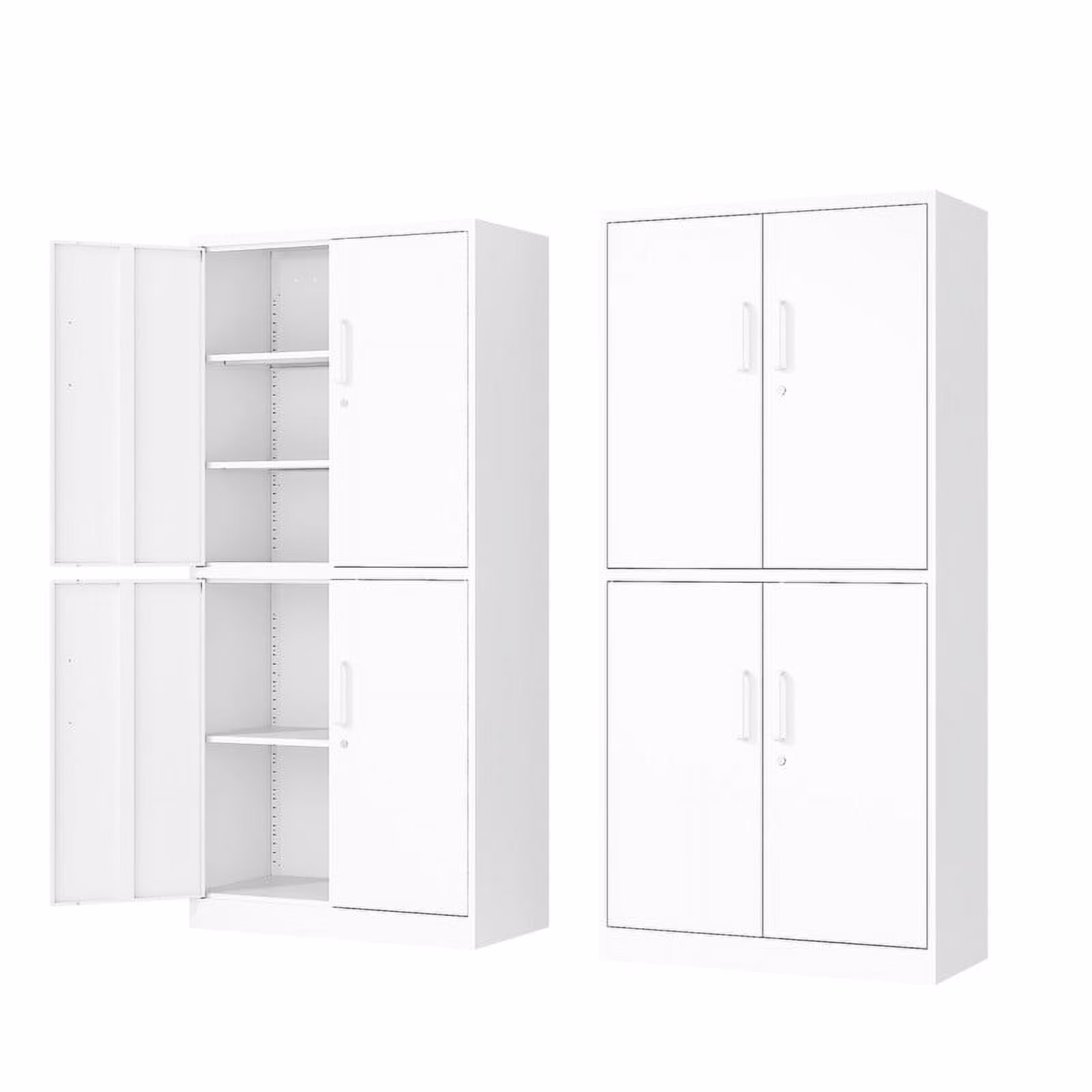 Fesbos Metal Storage Cabinet with 4 Doors and 3 Adjustable Shelves,71" Lockable Garage Tall Steel Lockers,for Home Office,Living Room,Pantry,Gym,Commercial Utility Storage