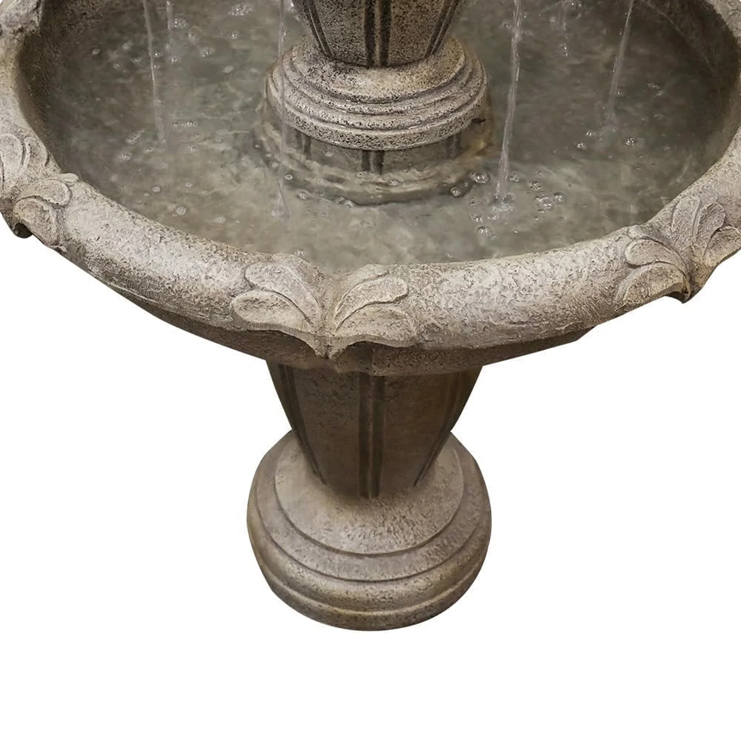 48-?H Outdoor Floor Water Fountain, 3-Tiers Concrete Water Fountain with Submersible Electric Pump - Garden Cascading Waterfall for Yard Patio Lawn Home Decor