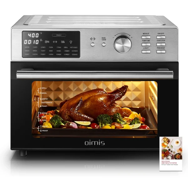 ?????????? Air Fryer Toaster Ovens, 32QT Extra Large 21 in 1 Smart 30L Convection Oven Countertop, with Oven Air Rotisserie and Dehydrator,1800W in Stainless Steel, Silver