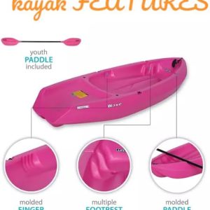 The Wave 6' Youth Kayak with Paddle. Designed for Stability and Safety, It's The Perfect Choice for Young Paddlers Ready to Conquer The Water