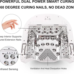 Professional Hybrid 86W Wireless Rechargeable UV LED Nail Curing Lamp Cordless Nail Dryer for Gel Nails, Manicure, Pedicure (Black)