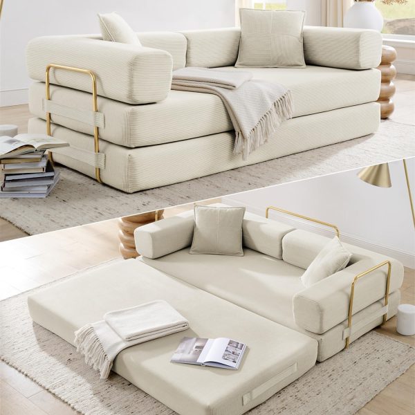 HANXIN 78 Inch Convertible Sleeper Sofa Bed, Folding Floor Mattress Couch