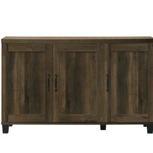 Qumbnk Wood Shoes Storage Cabinet with Handle, 3 Door Accent Cabinet for Living Room, Bedroom, Dark Brown