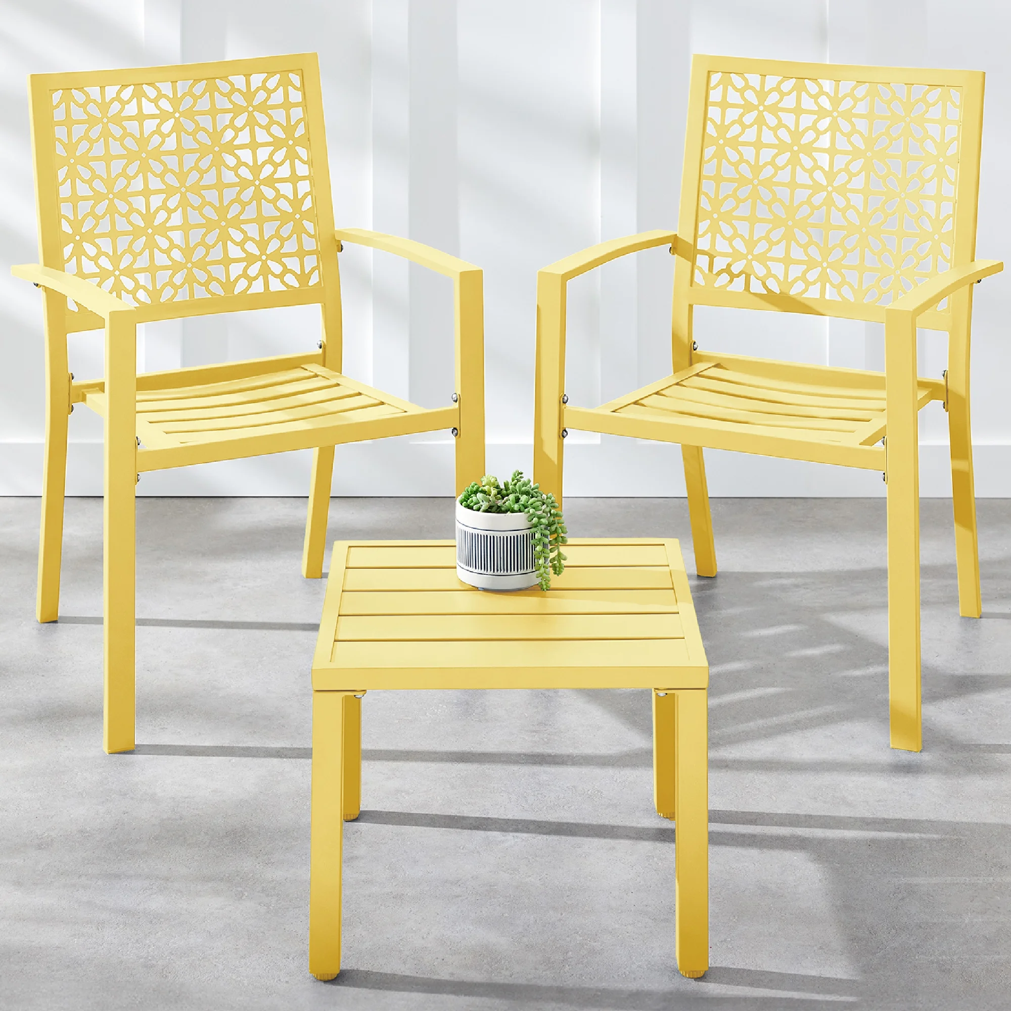 Best Choice Products 3-Piece Stackable Steel Outdoor Conversation Bistro Set, Patio Chat Furniture w/ 2 Chairs, Table- Black