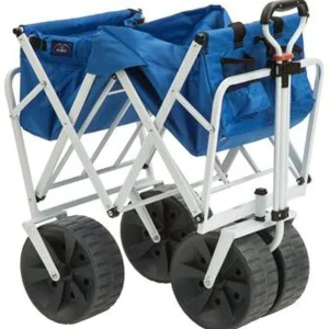Mac Sports Heavy Duty Collapsible Folding All Terrain Utility Beach Wagon Cart Blue/Black