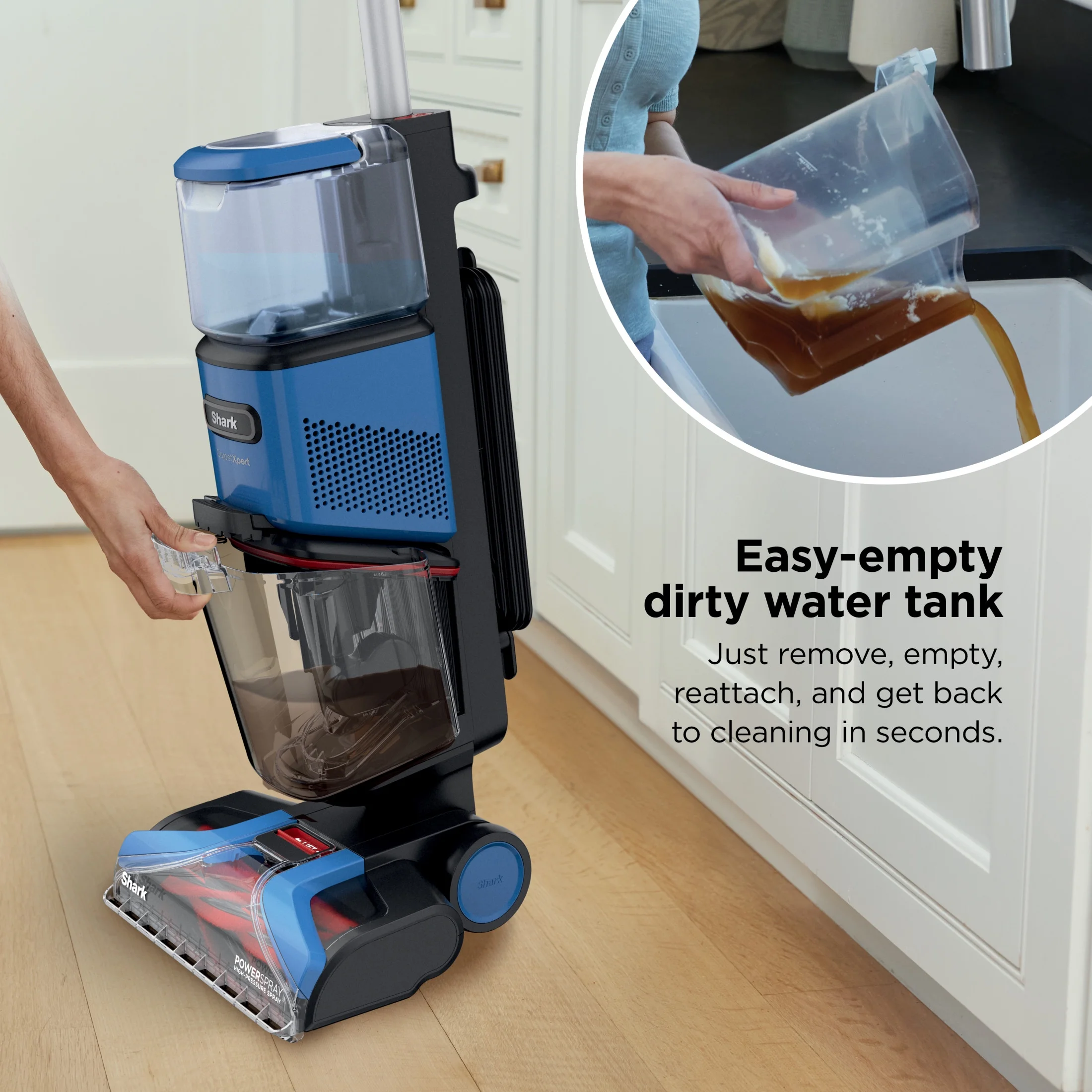 Shark? CarpetXpert? Upright Carpet & Area Rug Cleaner, Perfect for Pets, Lightweight & Powerful, Dirt, Grime, & Odor Removal, Carpet Shampooer, Cleaning Solution, Blue, EX121BRN