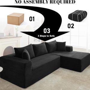 110 Cloud Sectional Couch, Boneless Sofa for Living Room Modular Sectional Sofa with Deep Seat