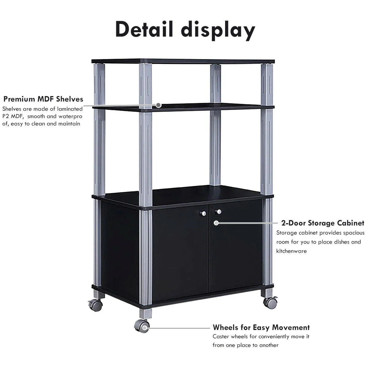 Costway Bakers Rack Microwave Oven Rack Shelves Kitchen Storage Organizer