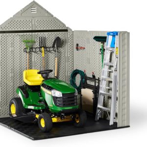 Rubbermaid Resin Outdoor Storage Shed With Floor Weather Resistant Gray Organization for Home