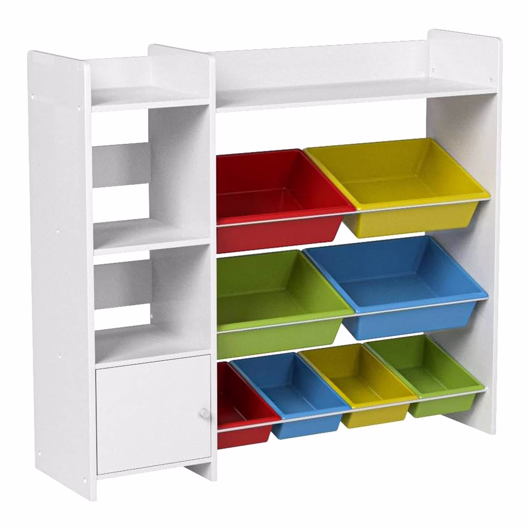 Sturdis Kids Toy Storage Organizer With Bookshelf and White Bins