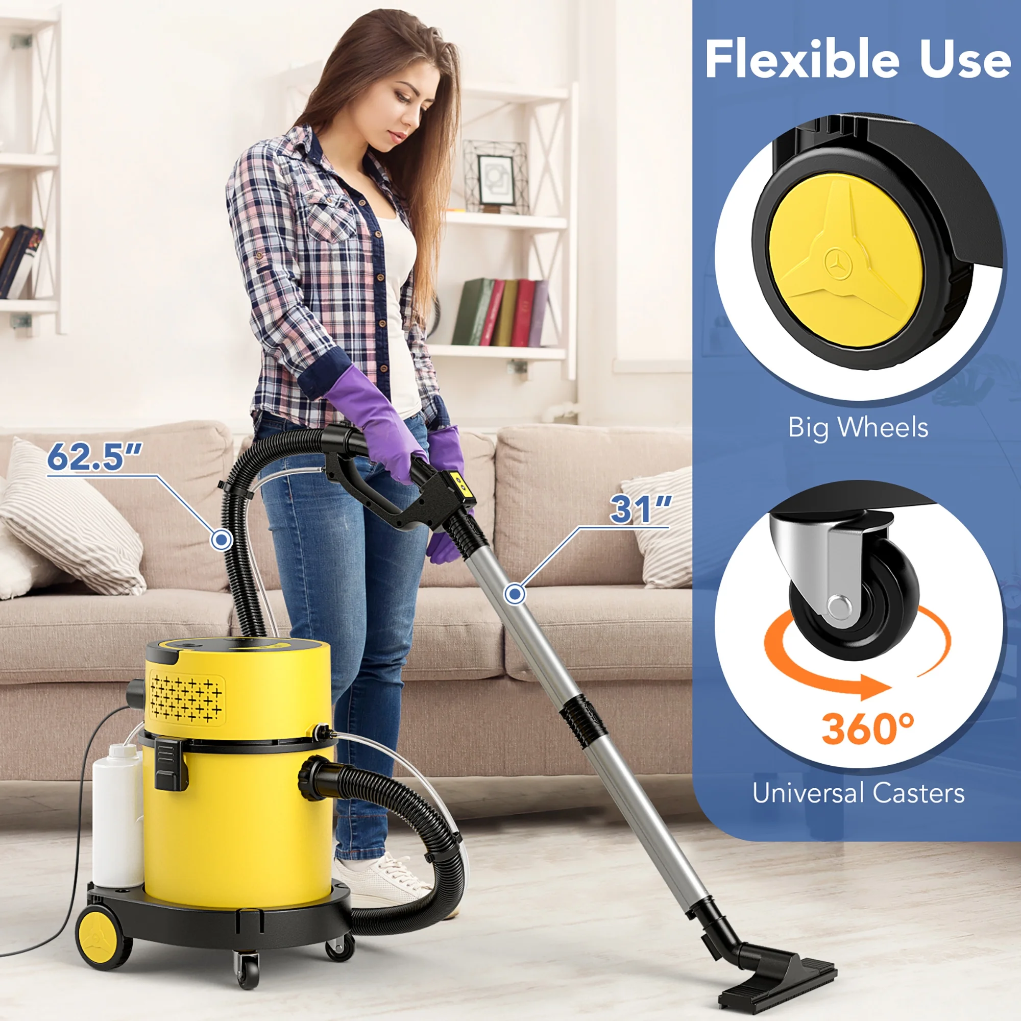 Gymax 4-in-1 Wet Dry Vacuum Cleaner w/ 5.5 Peak HP & 17 KPA Max Suction Attachments