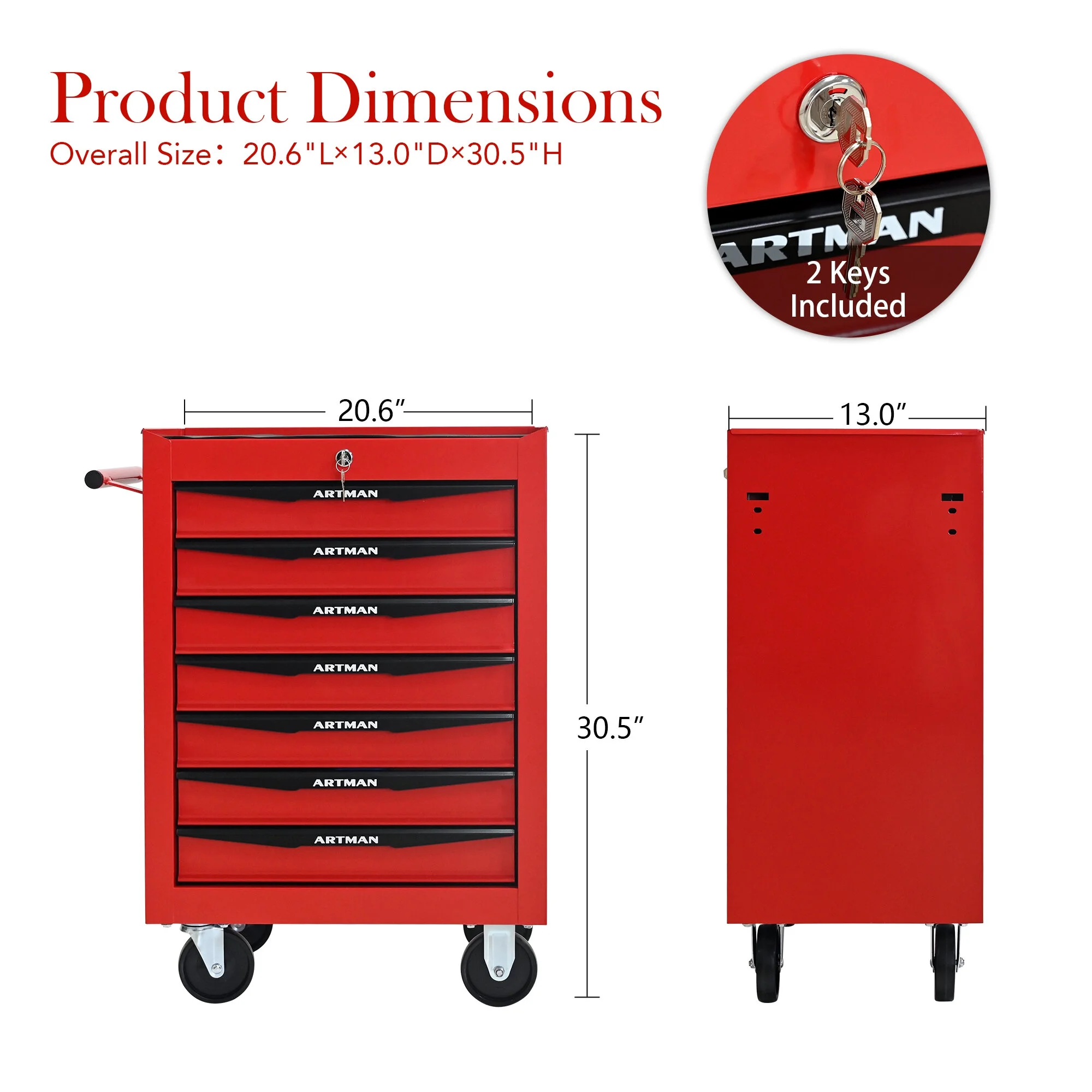 Tool Cabinets 4 Drawers Multifunctional Tool Cart with Wheels,Metal Rolling Tool Cart Storage for Garage Workshop Warehouse Repair Shop--With Stainless Steel Roof- Red&Black,Garage Tool Cabinets