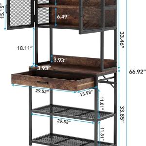 Tribesigns Kitchen Bakers Rack, Microwave Oven Stand with Storage Shelves Cabinet and Drawer, Bakers Racks for Kitchens with Storage Hutch, Kitchen Storage Shelf Organizer Rack for Dinning Room