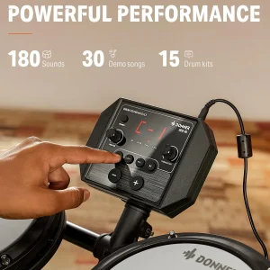 Donner DED-80 Electronic Drum Set, Electric Drum Set for Beginner with 4 Quiet Mesh Drum Pads, 2 Switch Pedal, 180+ Sounds, Throne, On-Ear Headphones, Sticks, and Melodics Lessons Included.