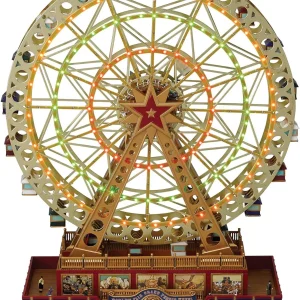 World's Fair Ferris Wheel Musical Animation Indoor Christmas Decor, 15", Gold & Very Merry Carousel Musical Animation Indoor Christmas Decor, 12", Red