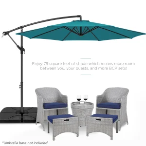 Best Choice Products 10ft Offset Hanging Outdoor Market Patio Umbrella w/ Easy Tilt Adjustment - Tan