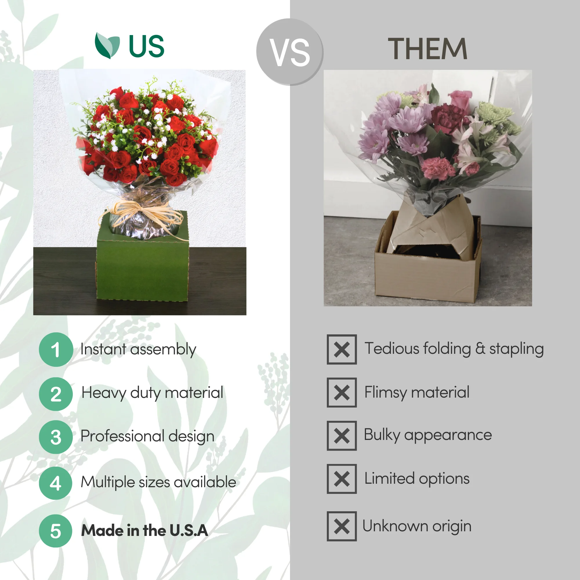 Holiday Designs - Pop-Up Florist Delivery Box, Heavy Duty Corrugated Cardboard Vase Boxes for Secure Floral Arrangements During Transport, 8 x 8 x 5 (Large - Bulk Case of 50)