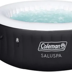 Coleman SaluSpa Miami AirJet 2 to 4 Person Round Inflatable Hot Tub Portable Outdoor Spa with 120 Soothing AirJets and Insulated Cover, Black