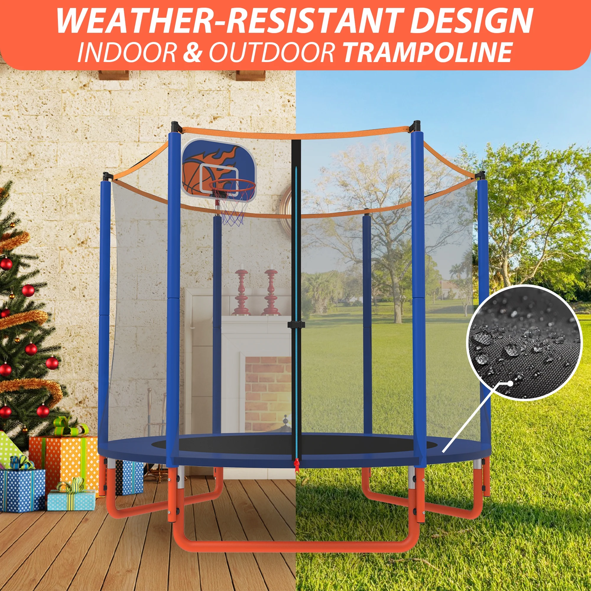 CITYLE Trampoline for Kids, No Gap Design 600LBS 66'' 5.5FT Toddler Trampoline Indoor Outdoor with Basketball Hoop, Mini Small Trampoline with Enclosure, Christmas Gifts for Toddlers, Boys & Girls