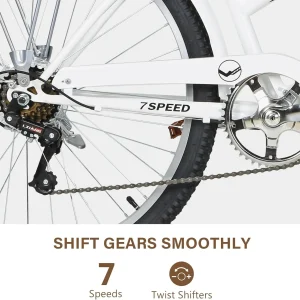 WEIZE Beach Cruiser Bike 26 inch Commuter Bicycle for Adult Men and Women 7-Speed/High-Carbon