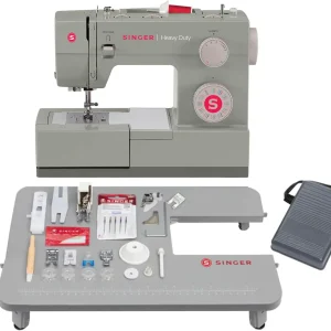 SINGER Heavy Duty 4452 High Speed Sewing Machine With Accessory Kit | Strong Motor with Enhanced Piercing Power, 110 Stitch Applications, Full Metal frame, 1-step Buttonhole & LED Lights