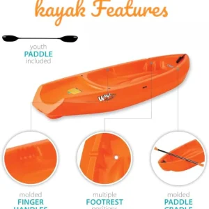The Wave 6' Youth Kayak with Paddle. Designed for Stability and Safety, It's The Perfect Choice for Young Paddlers Ready to Conquer The Water