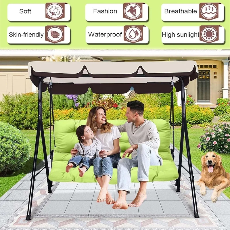 Replacement Cushions for Swing, Waterproof Porch Swing Cushion, 2-3 Seat Outdoor Bench Cushion with Backrest for Patio Furniture Garden Porch Loveseat Glider Pad (Sky Blue 70*40in)