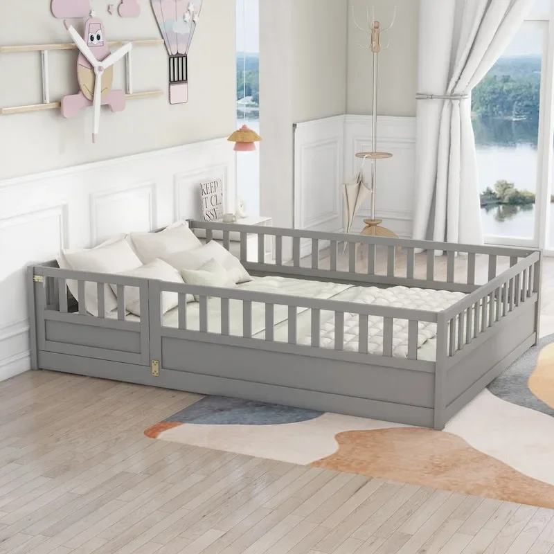 Montessori wooden children's floor bed with Support slat