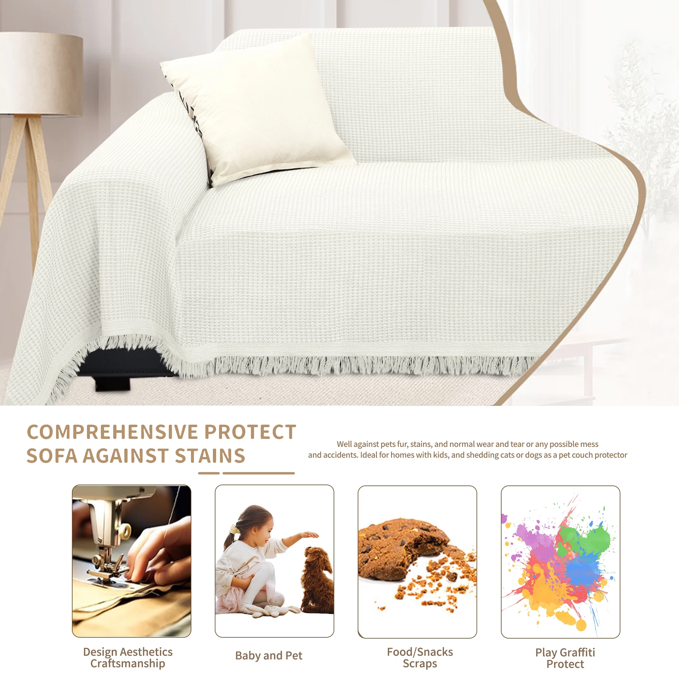 HDCAXKJ Washable L Shape Sofa Covers Reversible Sectional Couch Covers Corner Sofa Slipcovers Blankets Sofa Cover for Living Room Home Decor,91"x252",Gray