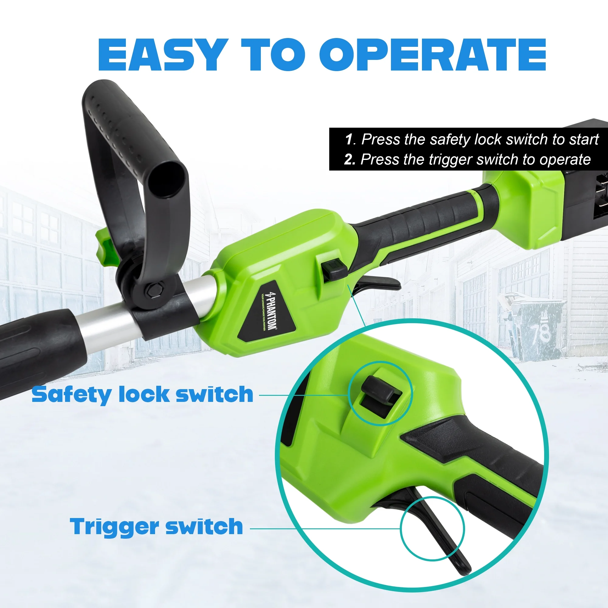 Cordless Snow Shovel, 20V Battery Powered Snow Blower, Lightweight Electric Snow Thrower with Adjustable Handle, Directional Plate, Perfect for Patios, Decks, Walkways, and Driveways (20 INCH)