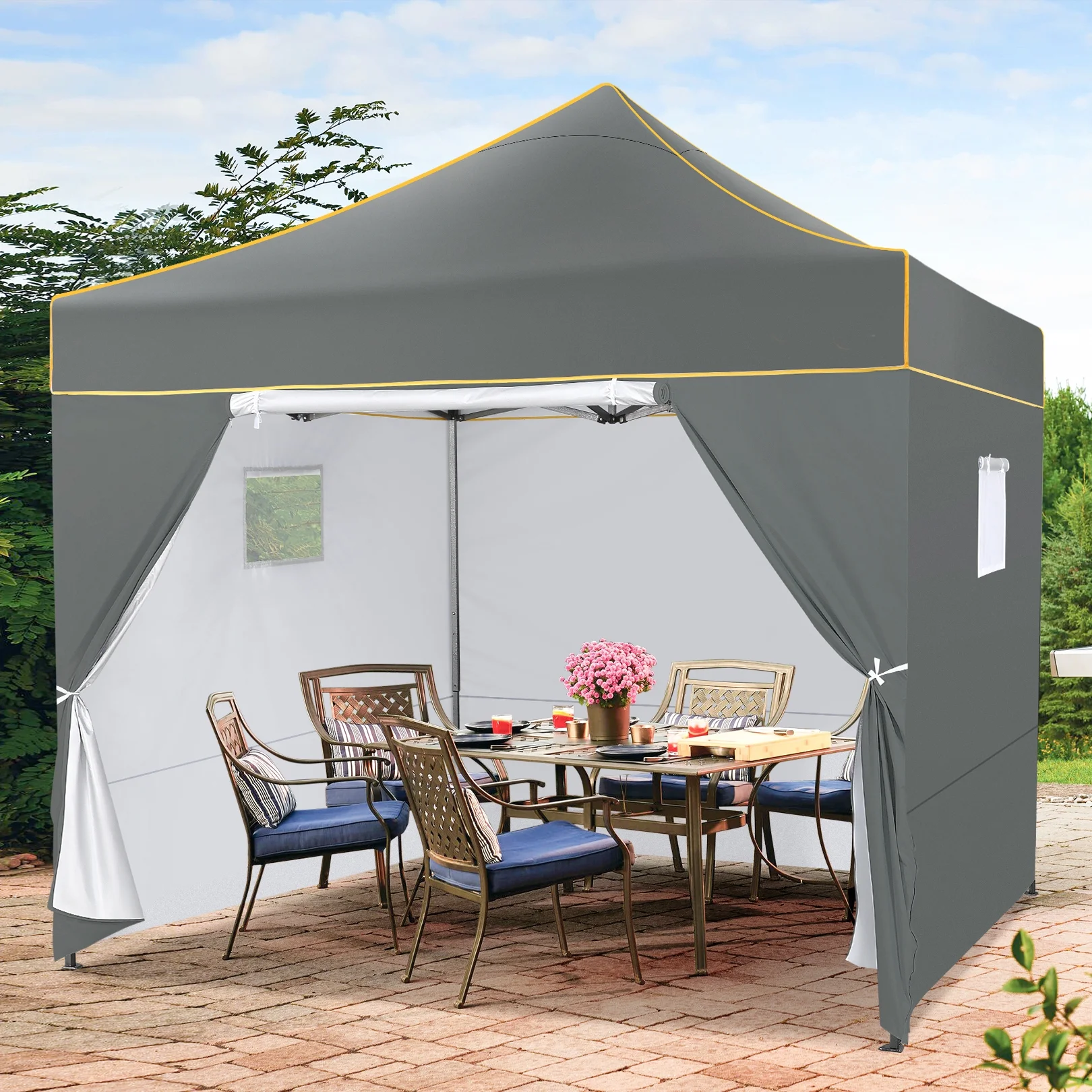 Hoteel 10x15 Heavy Duty Canopy Tent with 4 Sidewalls,Pop up Canopy for Parties Wedding,Commercial Easy up Gazebo with Roller Bag,UV 50+ &,Black