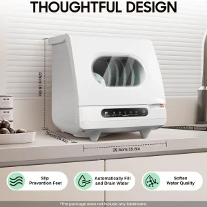 110v Portable Countertop Dishwasher,Home Apartment Tabletop Compact Dishwasher With Inlet & Drainage Pipe,Mini Countertop Dishwasher,Clear Window,For Cleaning Utensils At Home After Dining.