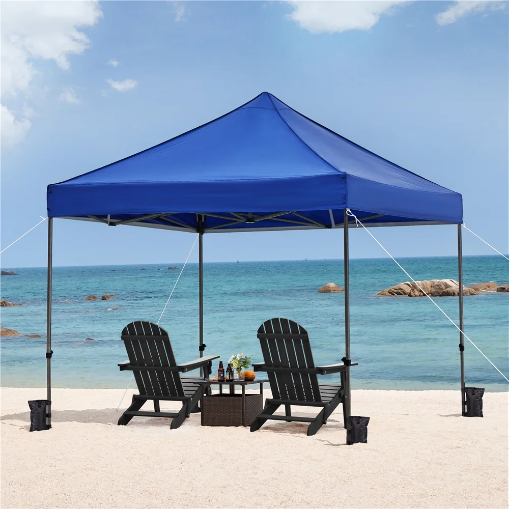 Alden Design Adjustable 10' x 10' Commercial Pop-up Canopy with Wheeled Carry Bag, Blue