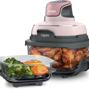 Ninja Crispi 4-in-1 Portable Glass Air Fryer Cooking System, 1500W, 4QT & 6-Cup TempWare Glass Containers with Storage Lids, Microwave, Freezer & Dishwasher Safe
