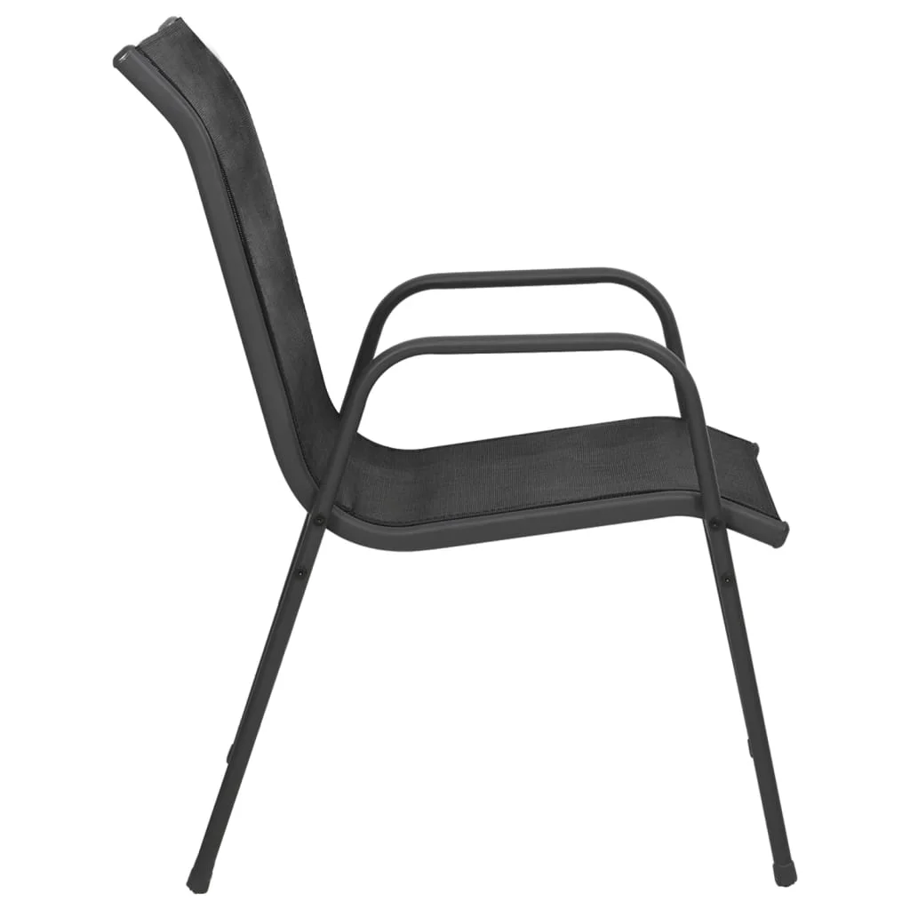 vidaXL Steel Outdoor Waterproof Patio Chairs, Black (Set of 2)