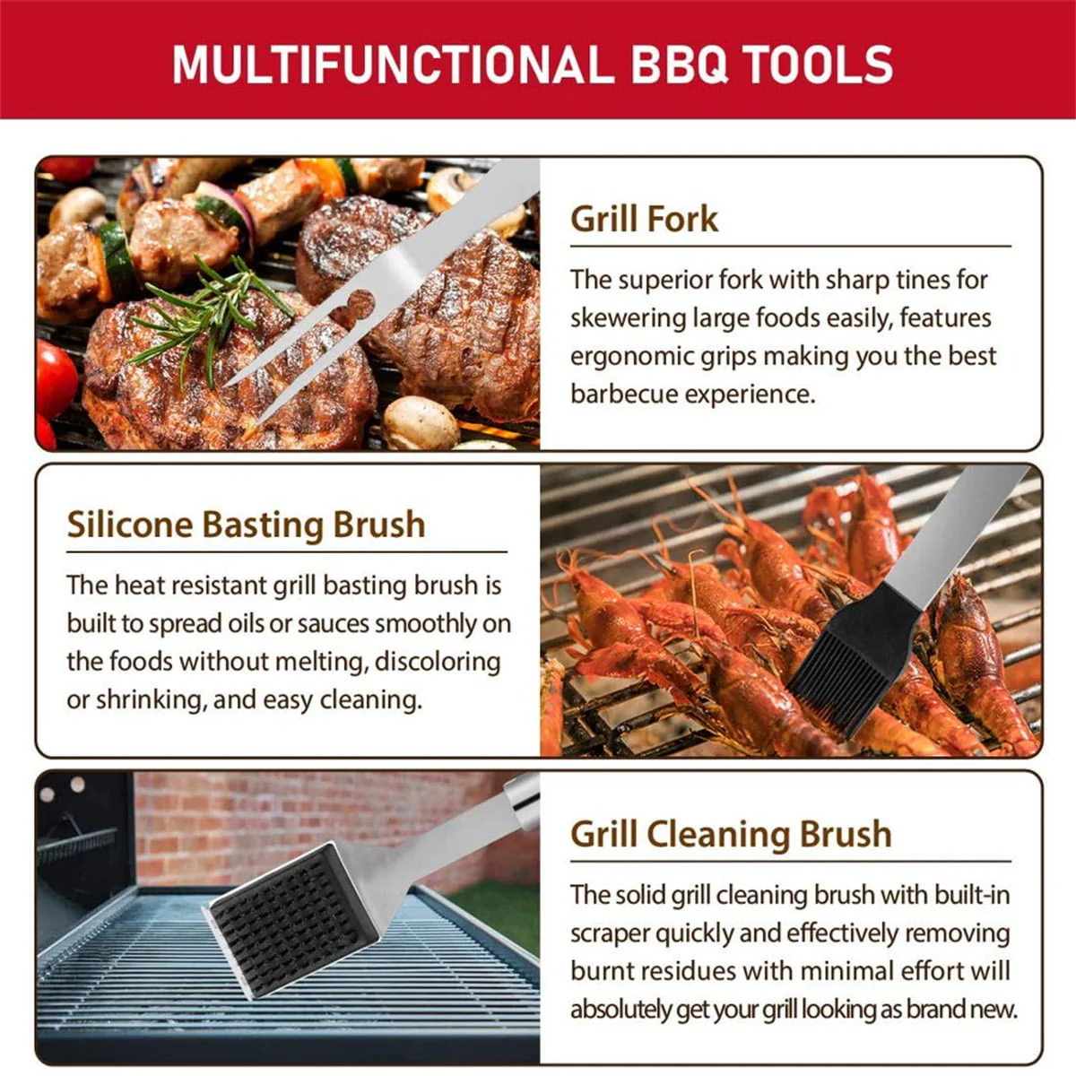 41Pcs Stainless Steel Grill Tools, BBQ Grill Utensils Set for Camping/Backyard, Grilling Accessories with Barbecue Mats, Aluminum Case, Thermometer for Men Women