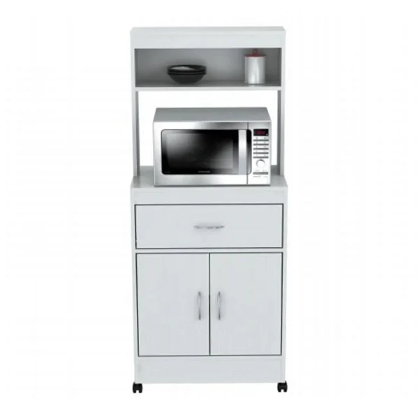 Kitchen Storage Cabinet With Microwave Cart - Laricina White