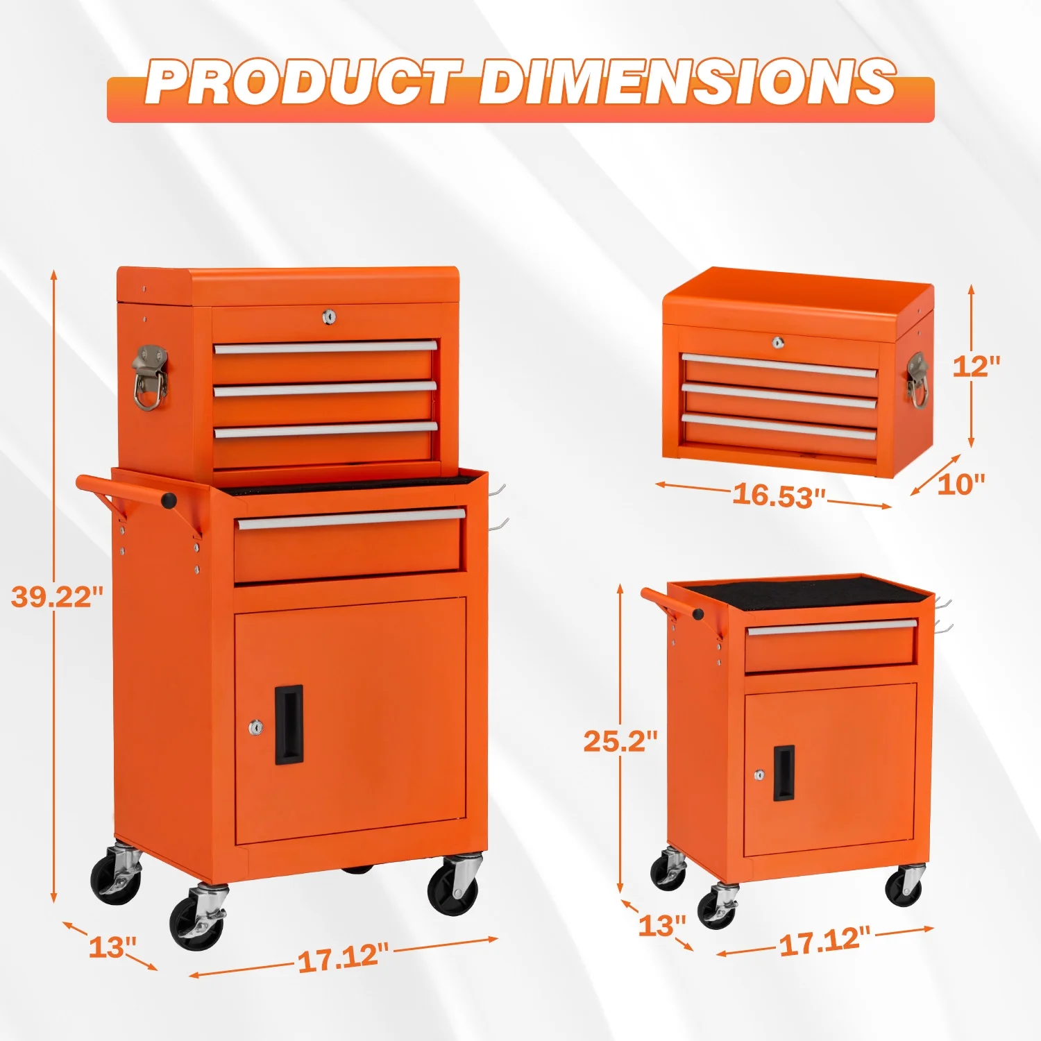 AECOJOY 8-Drawer Rolling Tool Chest, Large Tool Cabinet with Universal Lockable Wheels, Detachable Toolbox Storage for Garage, Repair Shop, Workshop, Black
