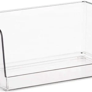 Set Of 4 Clear Pantry Organizer Bins Stackable Household Plastic Food Storage Basket with Wide Open Front for Kitchen, Countertops, Cabinets, Refrigerator, Freezer, Bedrooms, Bathrooms - 12" Wide