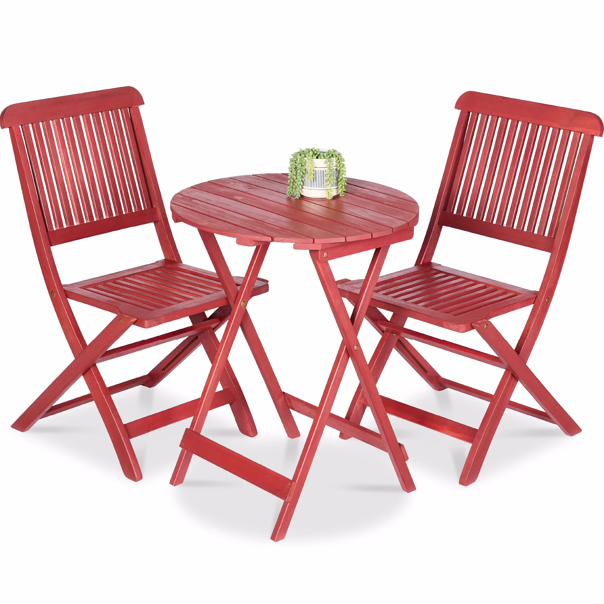 Best Choice Products 3-Piece Acacia Wood Bistro Set, Folding Patio Furniture w/ 2 Chairs, Table - Natural