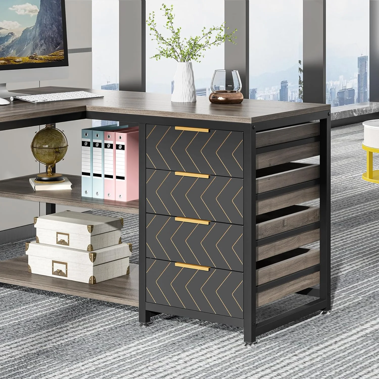 Tribesigns 59" L-Shaped Office Desk, Modern Reversible Computer Study Desk for Home Office, White