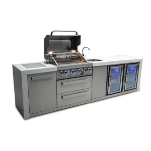 Mont Alpi 400 Grill Deluxe Island with Beverage Center and Fridge Cabinets