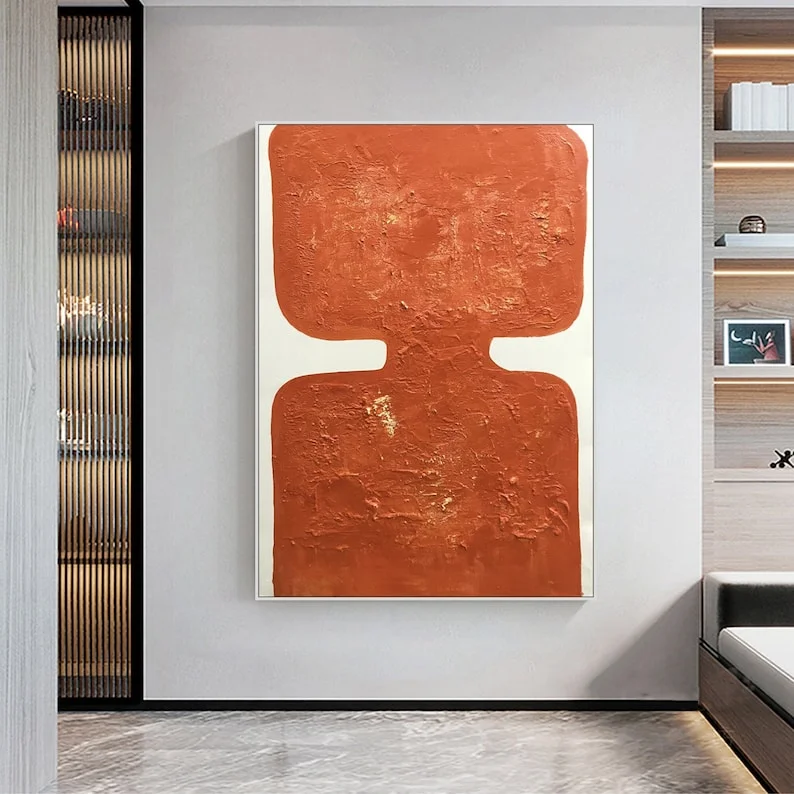 Brown Abstract Painting Wabi Sabi Wall Art Minimalist Painting Neutral Abstract Art Lare Earth Tone Modern Painting Home Decor