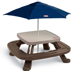 Picnic table with market umbrella, brown