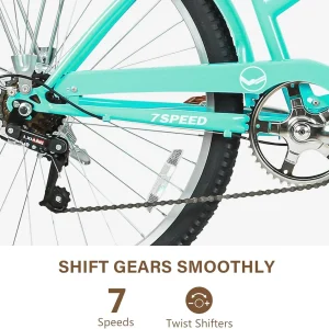 WEIZE Beach Cruiser Bike 26 inch Commuter Bicycle for Adult Men and Women 7-Speed/High-Carbon