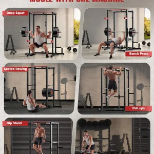 Sportsroyals Power Cage,1600lbs Multi-Function Power Rack with Adjustable Cable Crossover System and More Training Attachment, Weight Cage for Home Gym