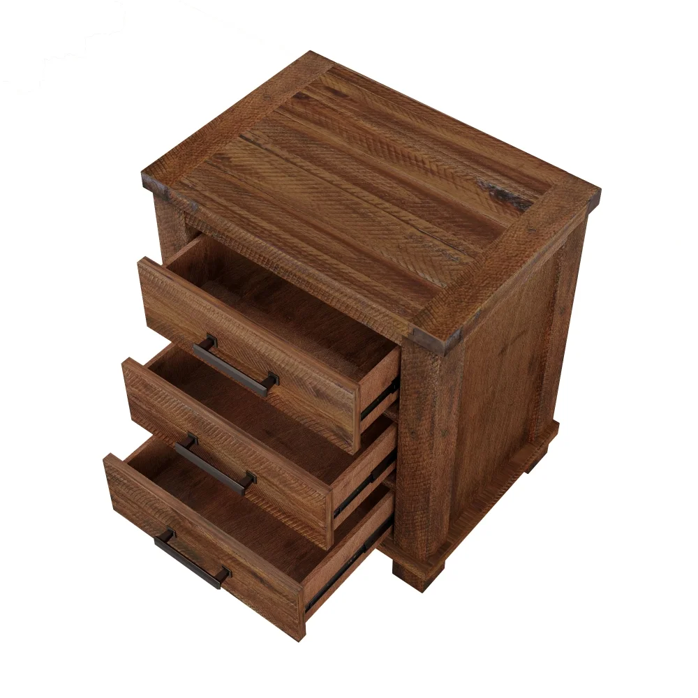Tcbosik End Tables Set of 2, Wooden Night Stand with 3 Storage Drawers, Side Table for Small Space, Easy Assembly, Natural